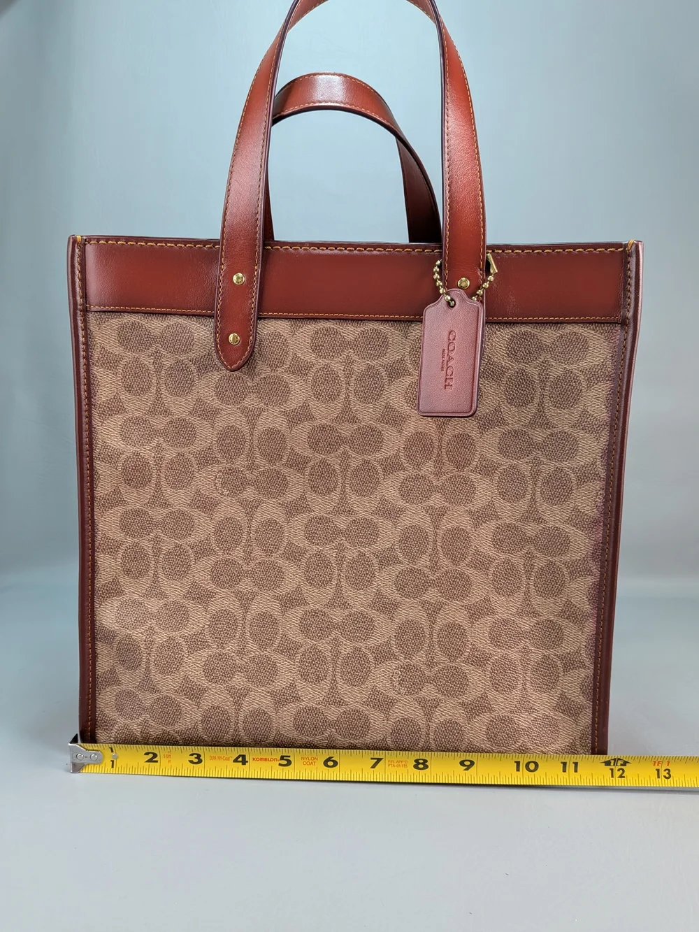 COACH CO766 Tote Truffle Rust Horse Carriage Signature Coated Canvas Leather
